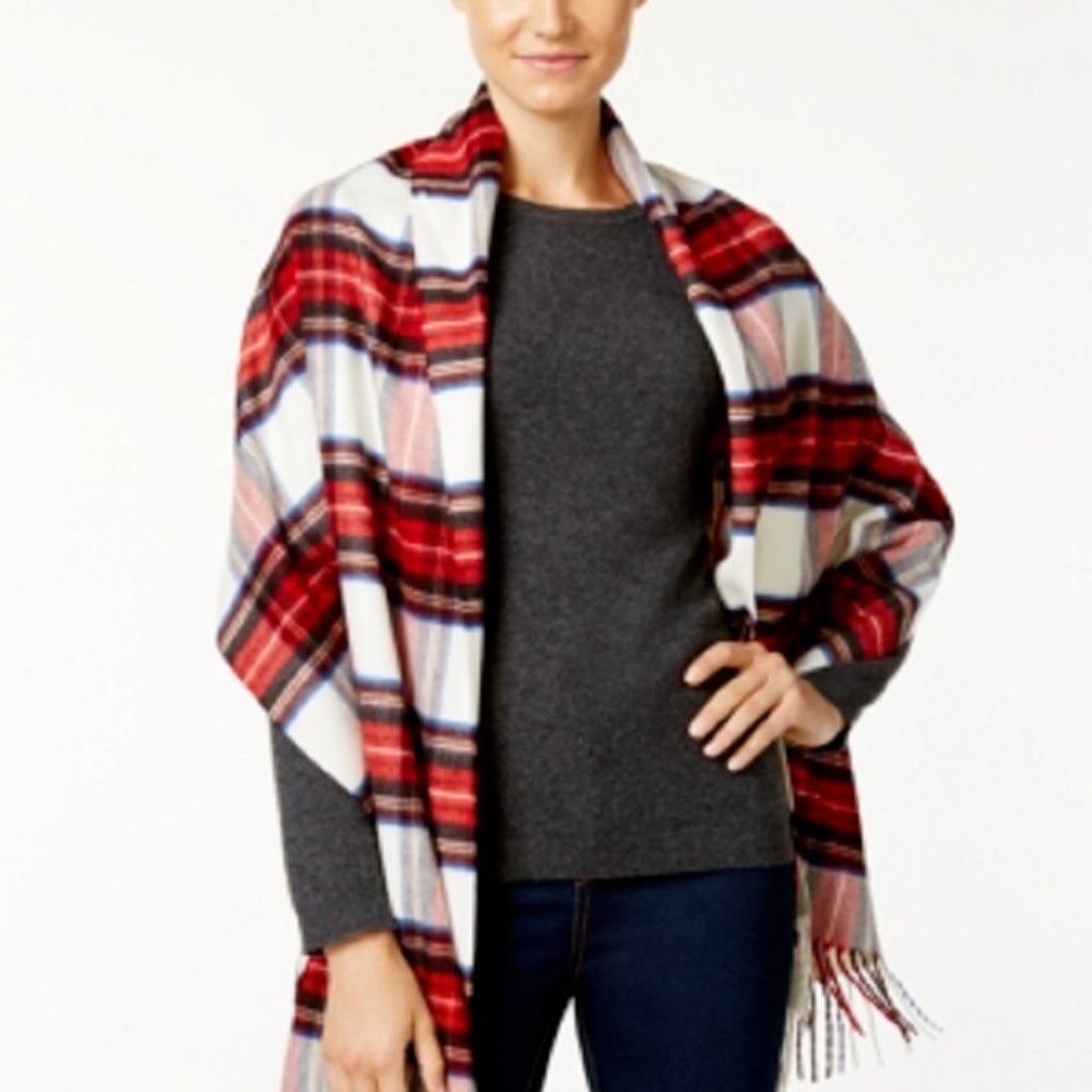 Charter Club Tartan Plaid Cashmink Blanket Scarf